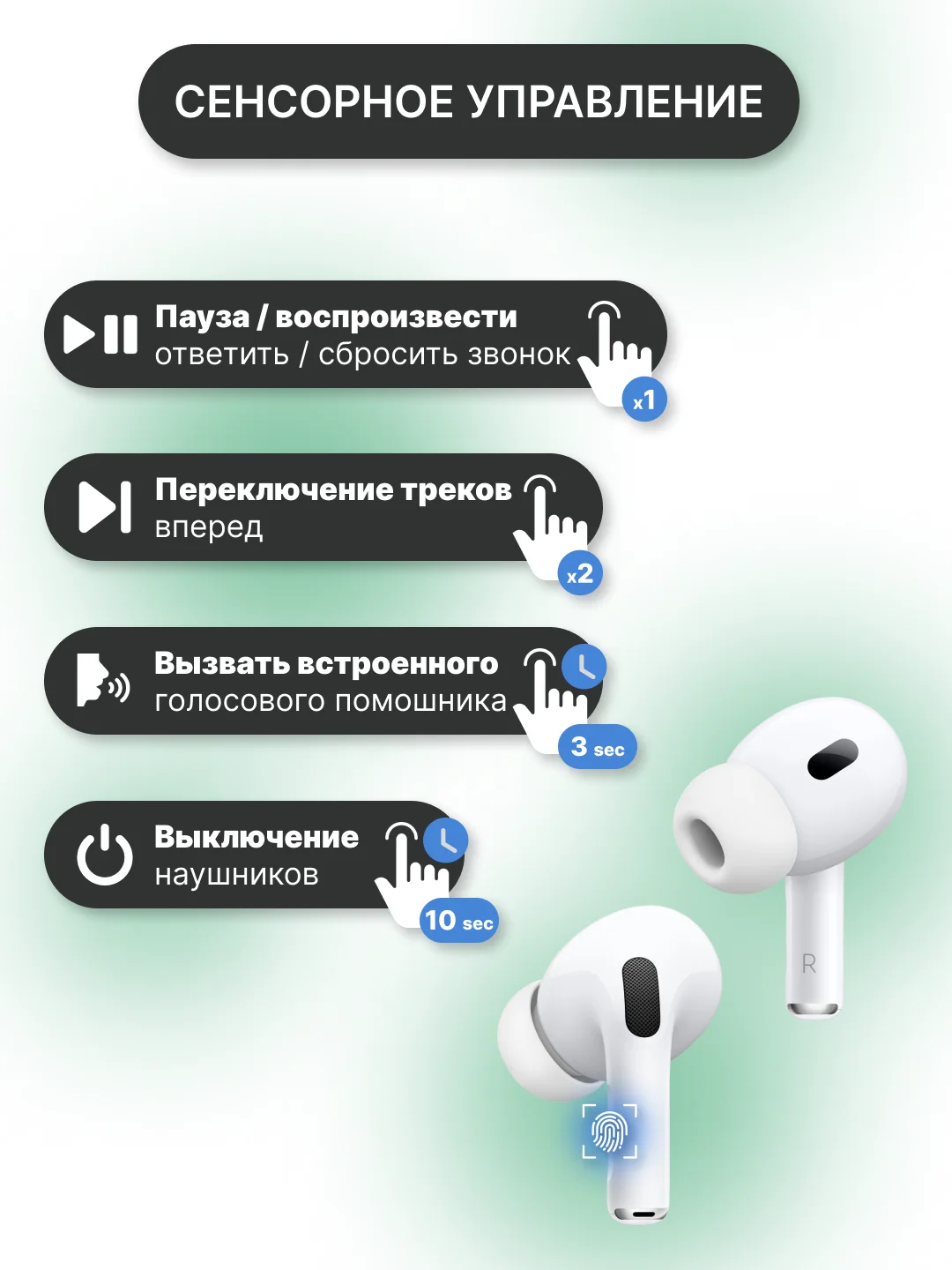 Беспроводные наушники Pods Pro 2, сенсорные, айфон, андроид