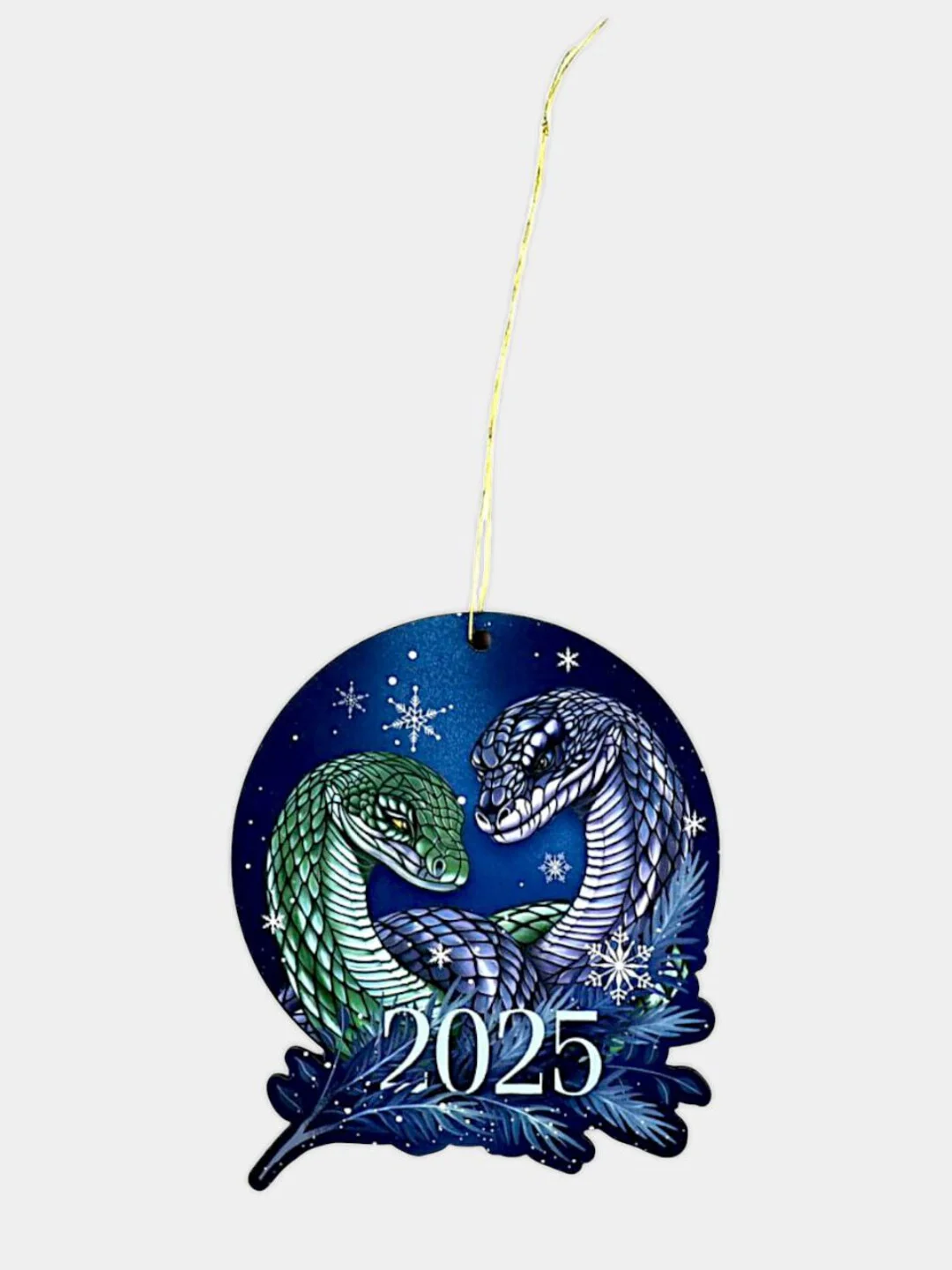 Темно-синий ёлочная игрушка  змея ,символ года 2025,подвеска новогодняя на ёлку деревянная "Змейка"