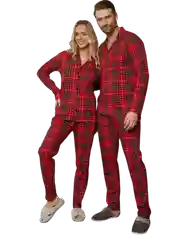 Пижама со штанами клетчатая семейная хлопок Family Look новогодняя для мужчин и женщин