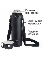 Черный термос для напитков MIKU 1900 мл, черный