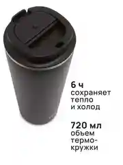 Черный термокружка MIKU 720 мл