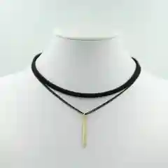 Черный чокер двойной, на шею, черный, с нитью-подвесками