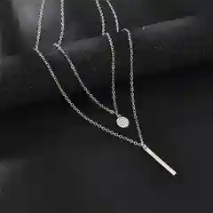 Серебряный двойная цепочка чокер с подвеской/кулоном Гвоздик