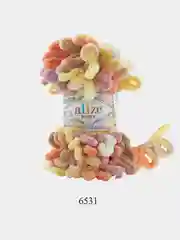 Светло-оранжевый пряжа Alize Puffy Color, петельки большие, 100 г, 9 м
