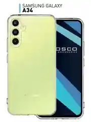 Прозрачный силиконовый чехол ROSCO для Samsung Galaxy A34 с защитой камер и от прилипания, прозрачный