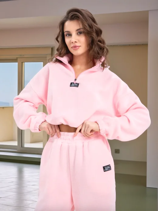 Розовый костюм женский, тёплый, флисовый