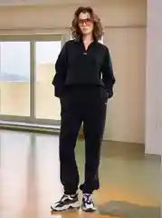 Черный костюм женский, тёплый, флисовый