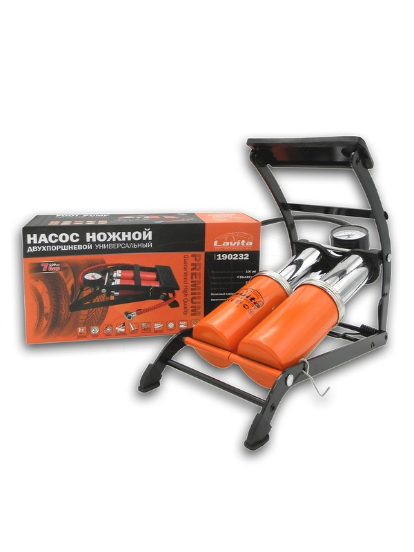 Насос ножной_2Х55Х120 ДВУХПОРШНЕВОЙ УСИЛЕН. 7АТМ LAVITA