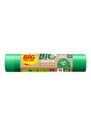 BIG City пакеты для мусора с затяжками BIO HD 60*64см 60л 10шт зелёные