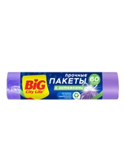 BIG City Пакеты для мусора с затяжками HD 55*64см 60л 10шт лиловые