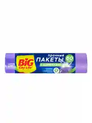 BIG City Пакеты для мусора с затяжками HD 55*64см 60л 10шт лиловые