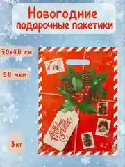 Подарочный новогодний пакет, упаковка подарков на новый год