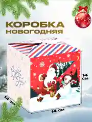 Вишнёвый новогодняя подарочная коробка для новогоднего подарка, 8 видов, 12х12х12 см и 14х14х14 см