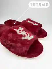 Багровый тапочки домашние, женские, меховые