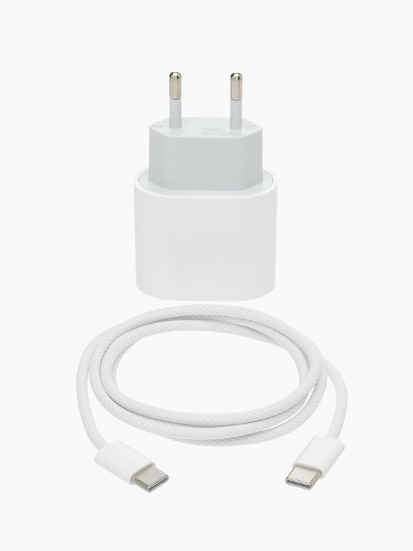 Быстрая зарядка Type-C для IPhone 15: блок 25W + плетеный кабель, 1 метр / комплект
