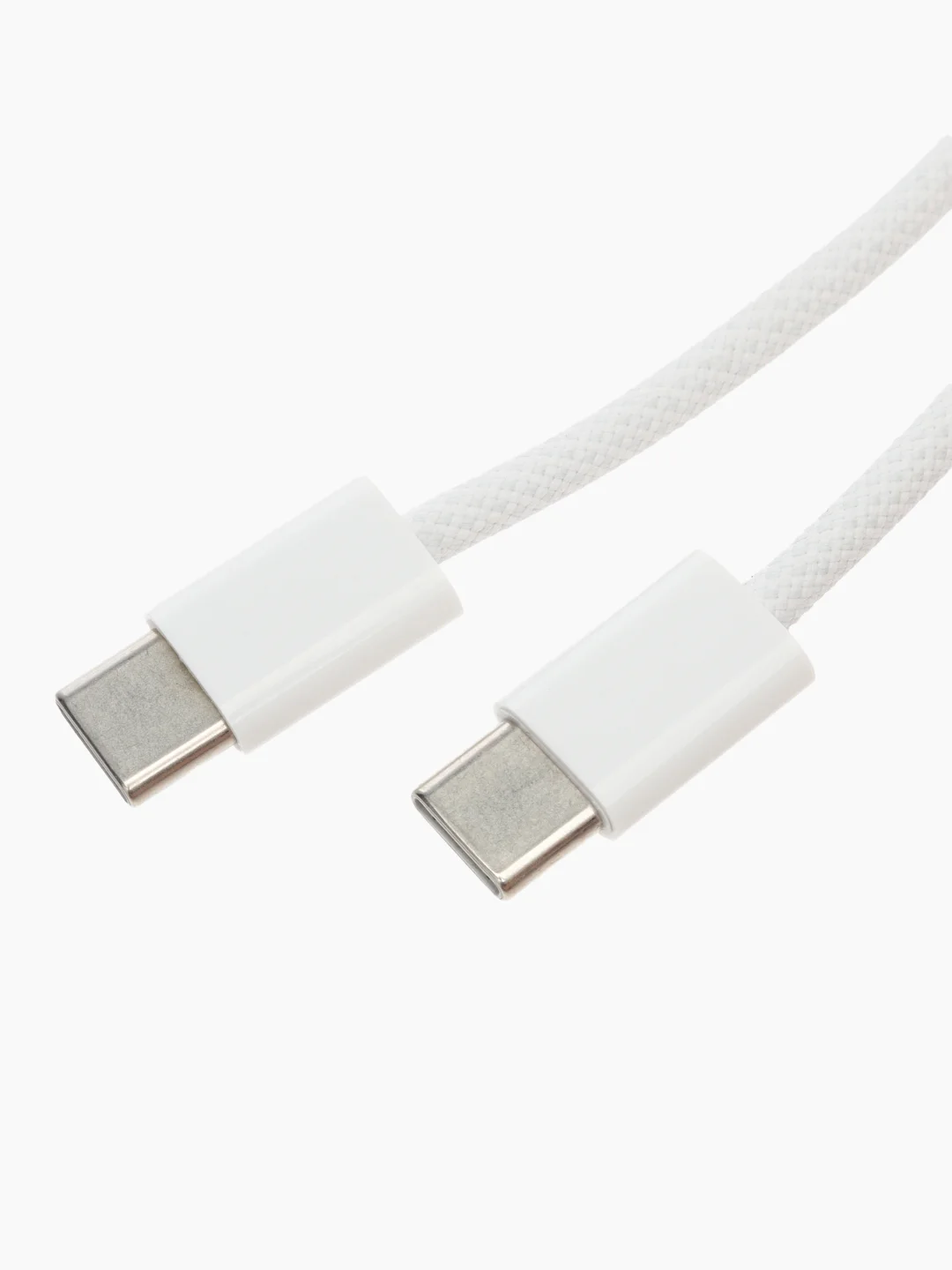 Плетеный кабель Type-C для iPhone 15, Pro Max, Pro, Plus/ 1 метр/белый