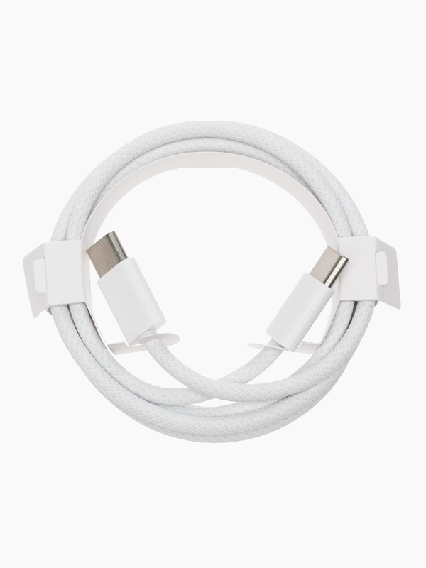 Плетеный кабель Type-C для iPhone 15, Pro Max, Pro, Plus/ 1 метр/белый