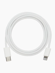 Кабель Lightning-USB Type C (1 метр) 27w, Быстрая зарядка,Провод для Айфона белый плетеный