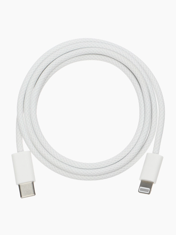Кабель Lightning-USB Type C (1 метр) 27w, Быстрая зарядка,Провод для Айфона белый плетеный