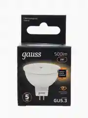 Лампочка светодиодная MR16 GU5.3 5W теплый свет 3000K УПАКОВКА 10 шт. Gauss