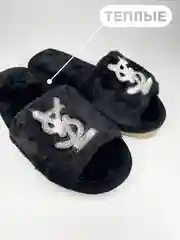 Черный тапочки домашние, женские, меховые