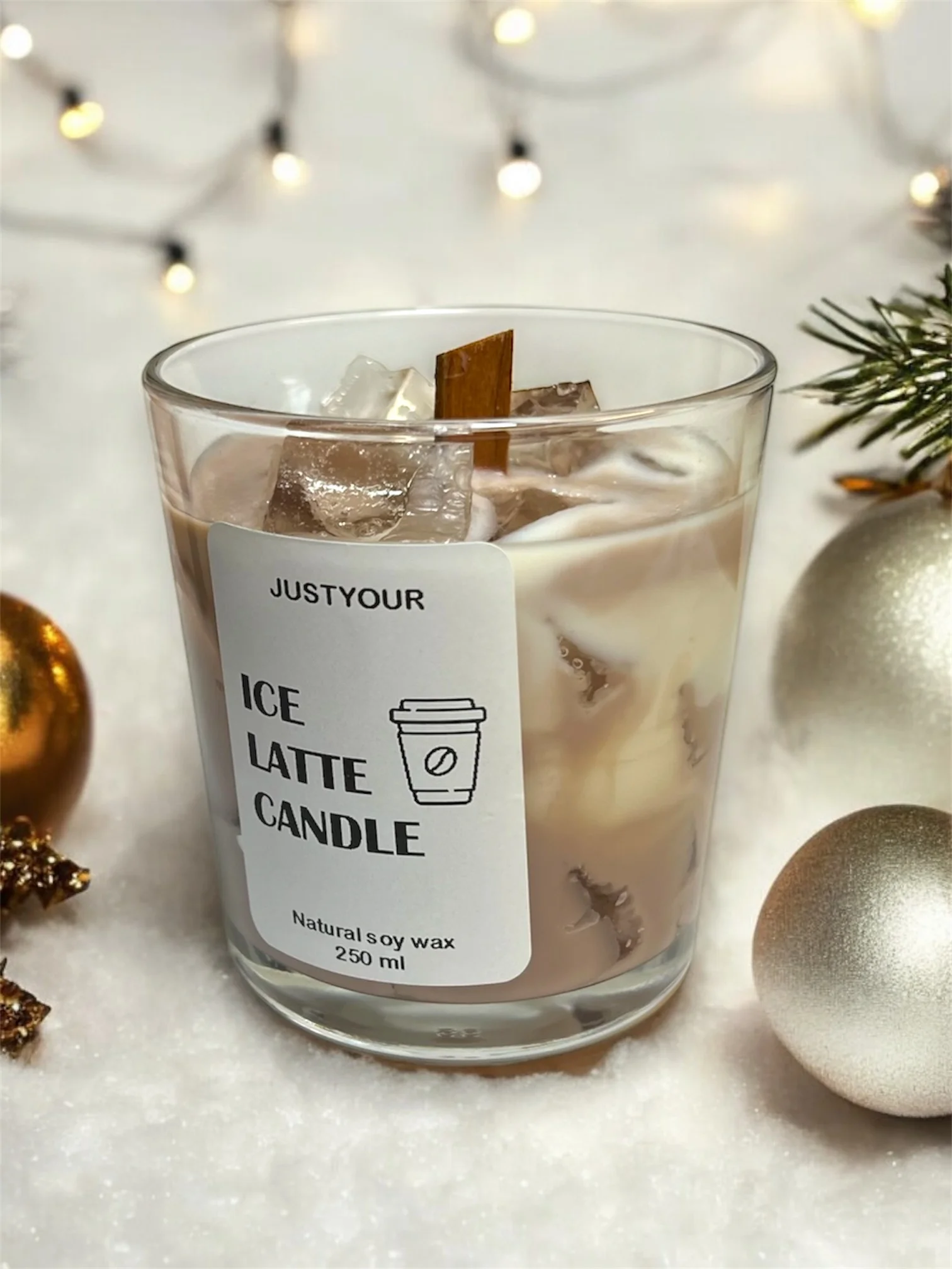 Свеча ароматическая "Кофе со льдом и карамелью", 9 см х 8 см, 1 шт, Ice cofee latte