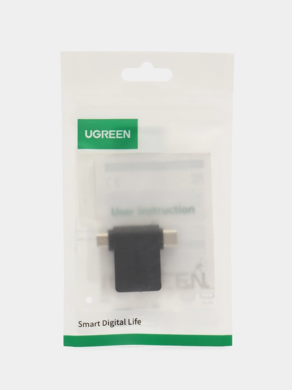 Адаптер Ugreen Micro USB + USB-C - USB 3.0 A  Female OTG, цвет черный (30453)