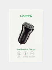 Автомобильное зарядное устройство 24Вт UGREEN ED018 / 2xUSB-A 2.4A / цвет черный (50875)