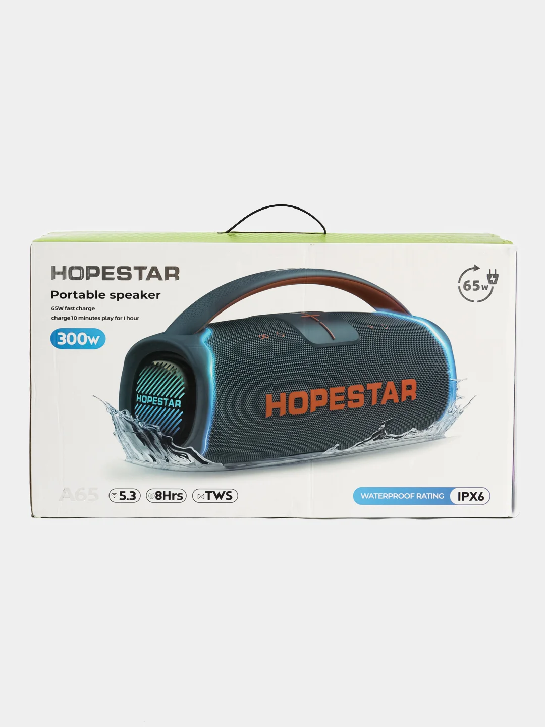 Синий портативная колонка Hopestar A65 Bluetooth, True Wireless Stereo, микрофон и LED подсветка