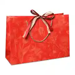 Красный подарочный пакет картонный с атласными лентами/пакет подарочный мраморный принт