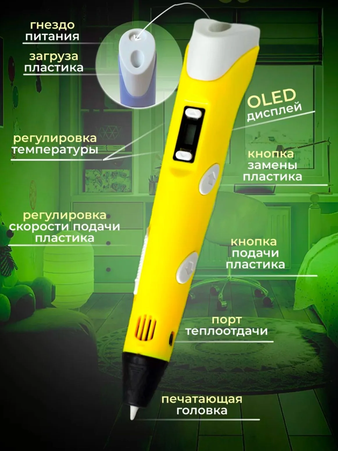 Желтый 3d, 3Д ручка третьего поколения