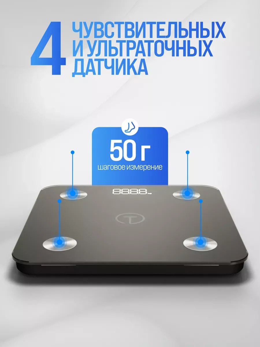 Черный весы напольные электронные Titan Electronics 07 MINI, 14 показателей, до 180 кг