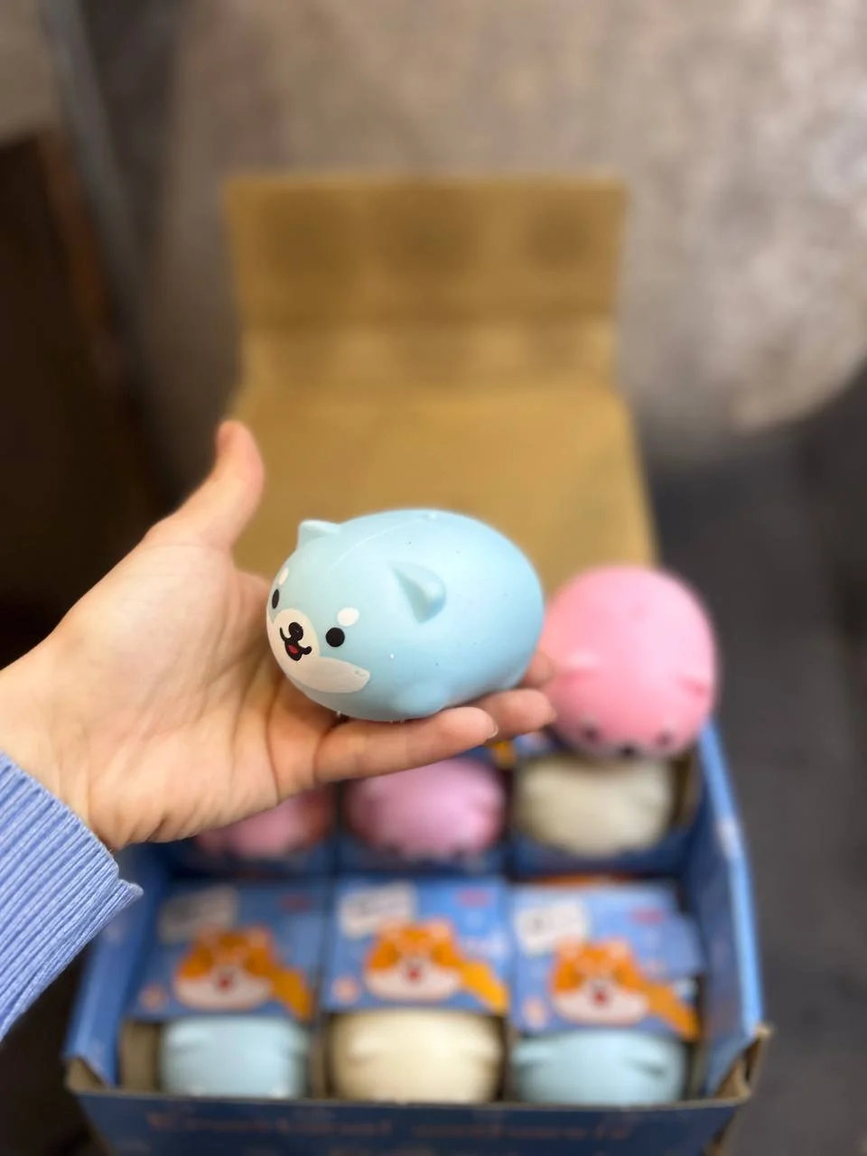 Голубой игрушка антистресс собака , кошка, поросенок