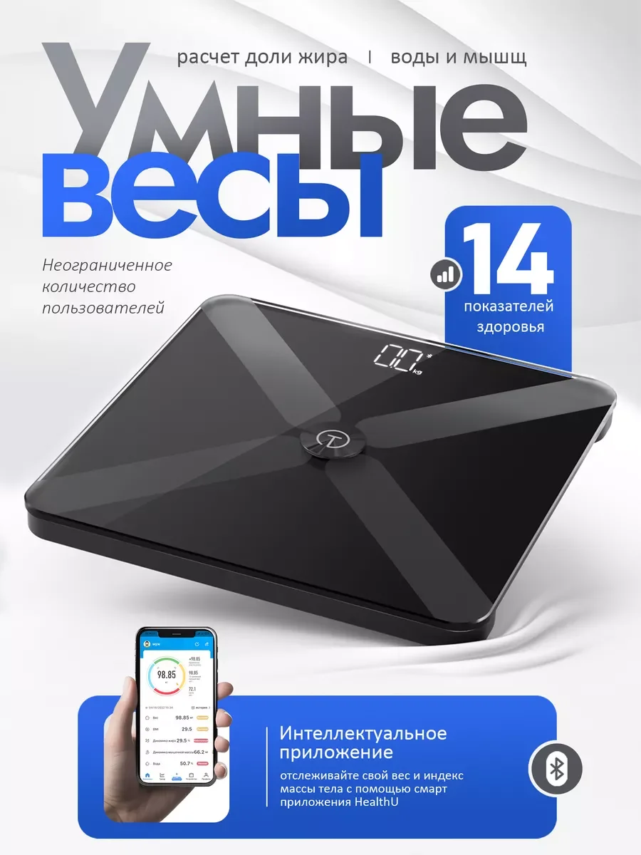 Белый весы напольные электронные Titan Electronics Умные весы стеклянные до 180 кг