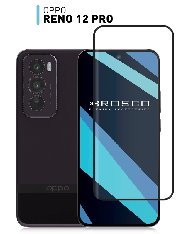 Стекло 3D для Oppo Reno 12 Pro защитное ROSCO олеофобное закаленное со шпателем и рамкой