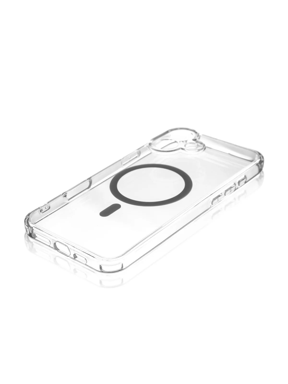 Прозрачный чехол MagSafe для iPhone 16 Plus пластиковый с силиконом ROSCO, с защитой камер, магнитом