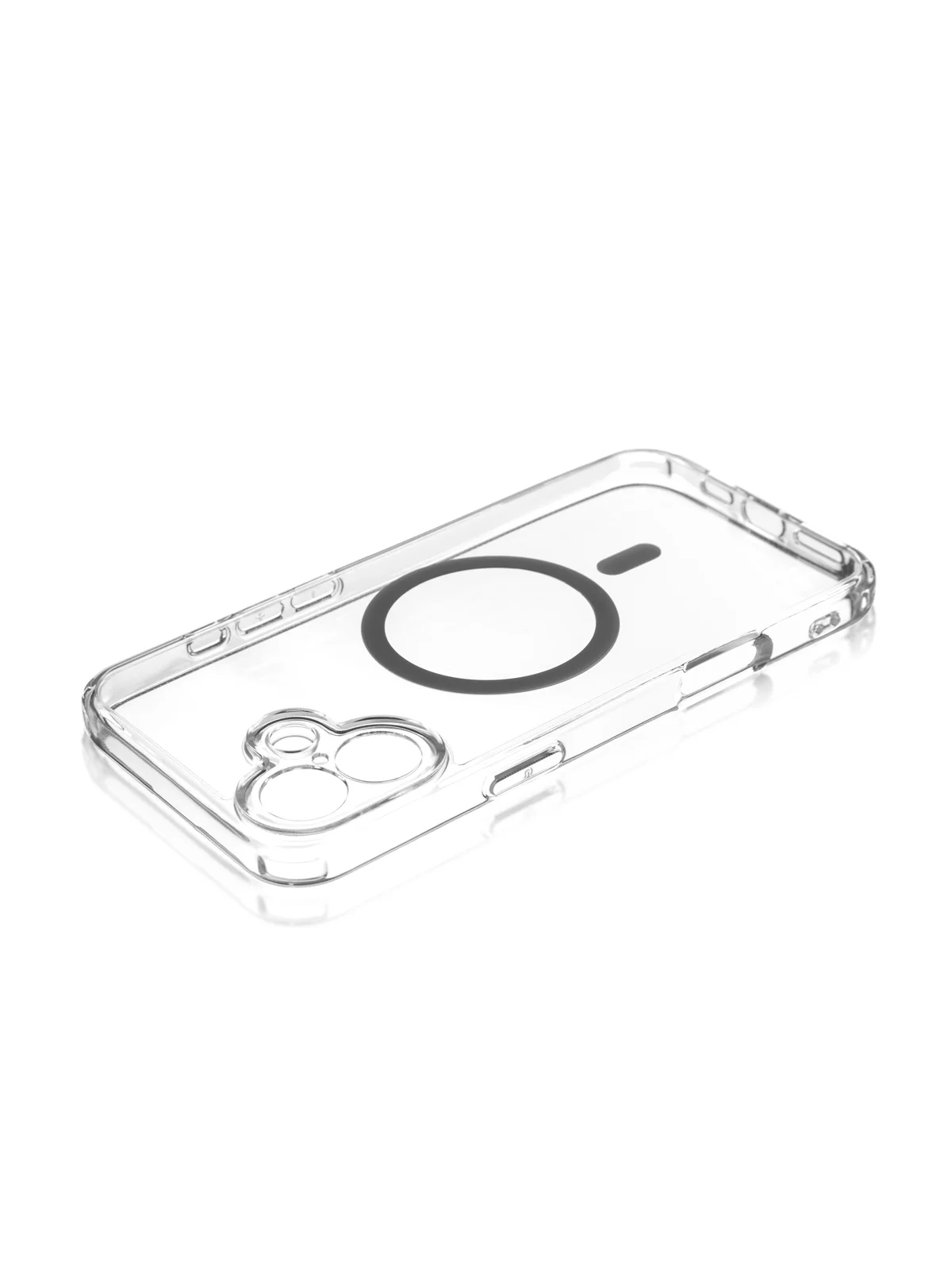 Прозрачный чехол MagSafe для iPhone 16 Plus пластиковый с силиконом ROSCO, с защитой камер, магнитом