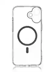 Прозрачный чехол MagSafe для iPhone 16 Plus пластиковый с силиконом ROSCO, с защитой камер, магнитом