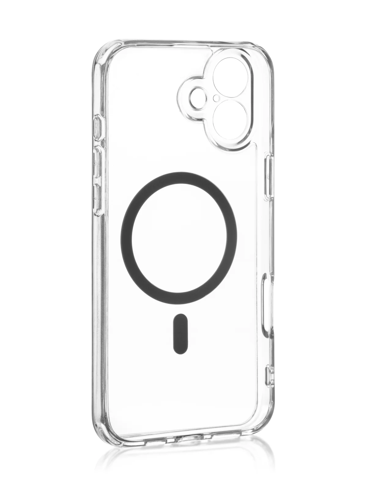 Прозрачный чехол MagSafe для iPhone 16 Plus пластиковый с силиконом ROSCO, с защитой камер, магнитом