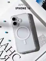 Чехол MagSafe для iPhone 16 пластиковый с силиконом ROSCO прозрачный, магсейф защита камер