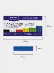 Пластилин классический BRAUBERG, 6 цветов, 120 г