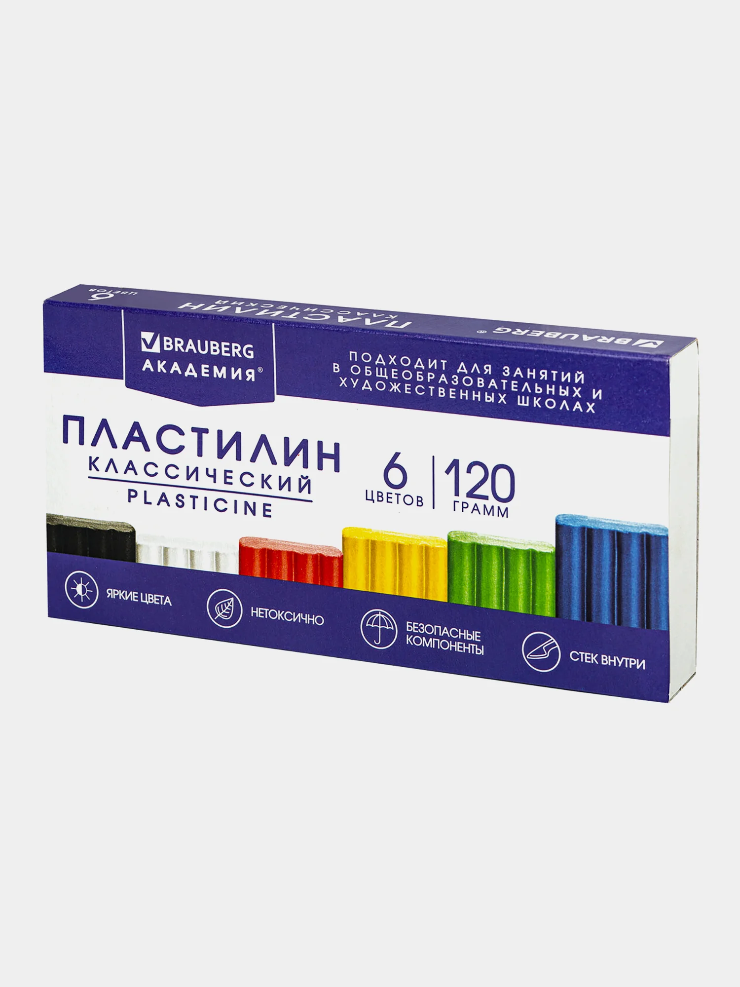 Пластилин классический BRAUBERG, 6 цветов, 120 г