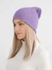 Сиреневый шапка зимняя женская шерсть меринос