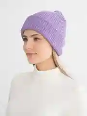 Сиреневый шапка зимняя женская шерсть меринос
