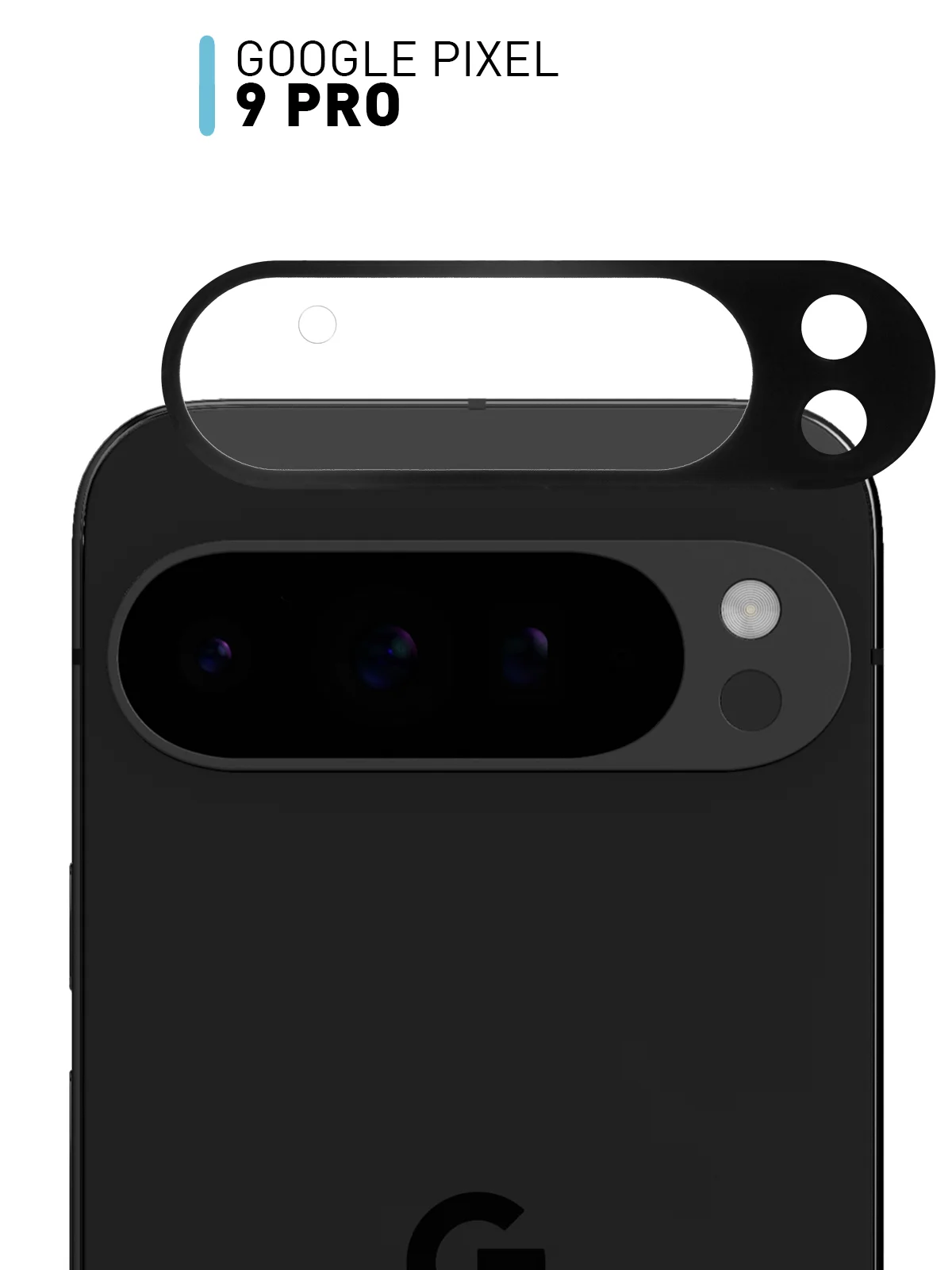 Стекло на камеру для Google Pixel 9 Pro защитное ROSCO прозрачное закаленное черная рамка