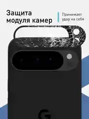 Черный стекло на камеру для Google Pixel 9 Pro защитное ROSCO прозрачное закаленное черная рамка