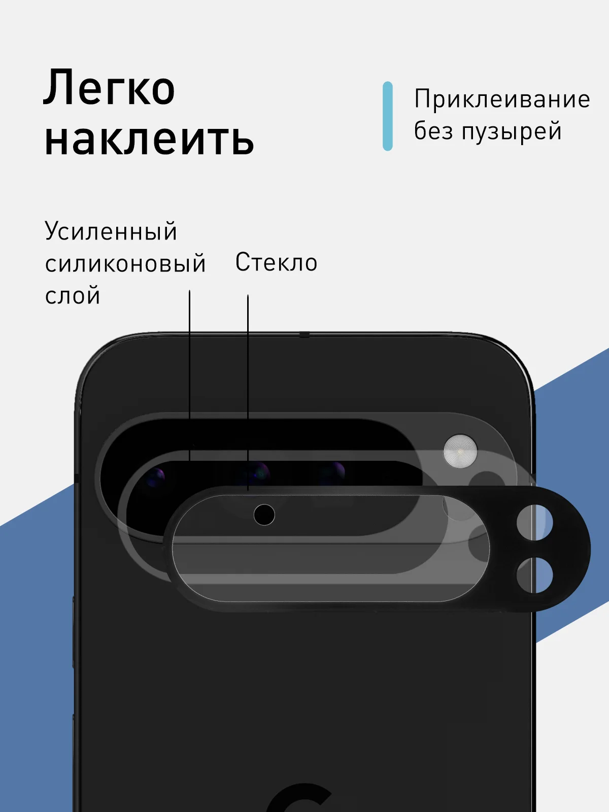 Черный стекло на камеру для Google Pixel 9 Pro защитное ROSCO прозрачное закаленное черная рамка