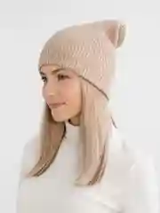 Бежевый меланж шапка зимняя женская