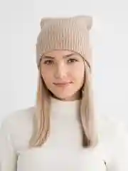 Бежевый меланж шапка зимняя женская