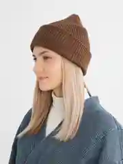 Коричневый шапка зимняя женская шерсть меринос